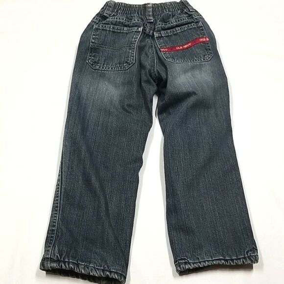 Old Navy Jeans Boys Toddler 5T Denim Fleece Lined Pockets Button Zip Closure - Picture 2 of 6